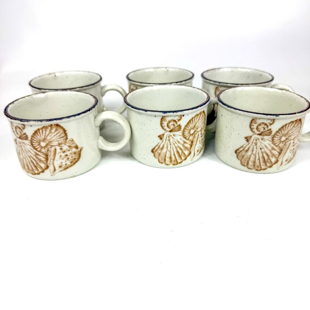 Midwinter Stonehenge Seascape Coffee Mugs Tea Cups Set Of 6 Speckled  England
